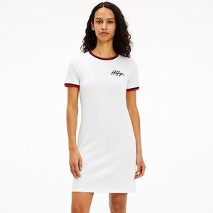 Tommy Hilfiger White Dress with Red & Navy Trim 
Size M